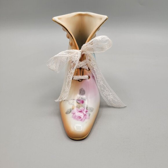 Vintage R S Prussia Porcelain Victorian Boot Shoe Roses Floral Lace - Picture 4 of 8